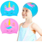 iHHAPY Swim Caps,Swim Hats for Kids Boy Girl Summer Beach Waterproof Swim Cap Cartoon Print Toddler Hat,2-6 Y 